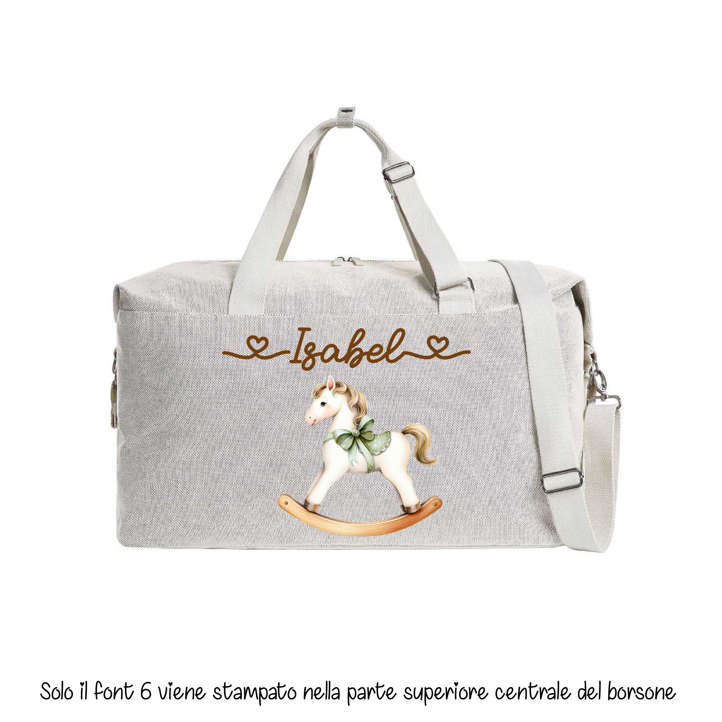 Borsone modello “Mommy” Cavallino a Dondolo Verde - Be Brave Boutique