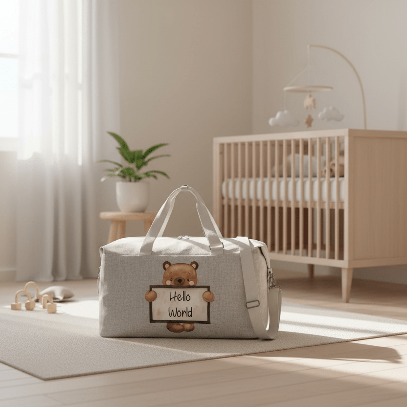 Borsone modello “Mommy” Beige Orsetto Lavagna - Be Brave Boutique