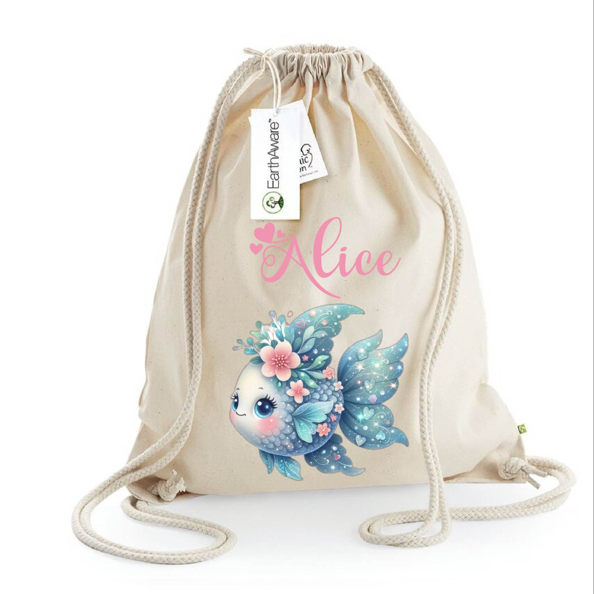 Zaino a sacca in cotone pesante Pesciolina Azzurra - Be Brave Boutique