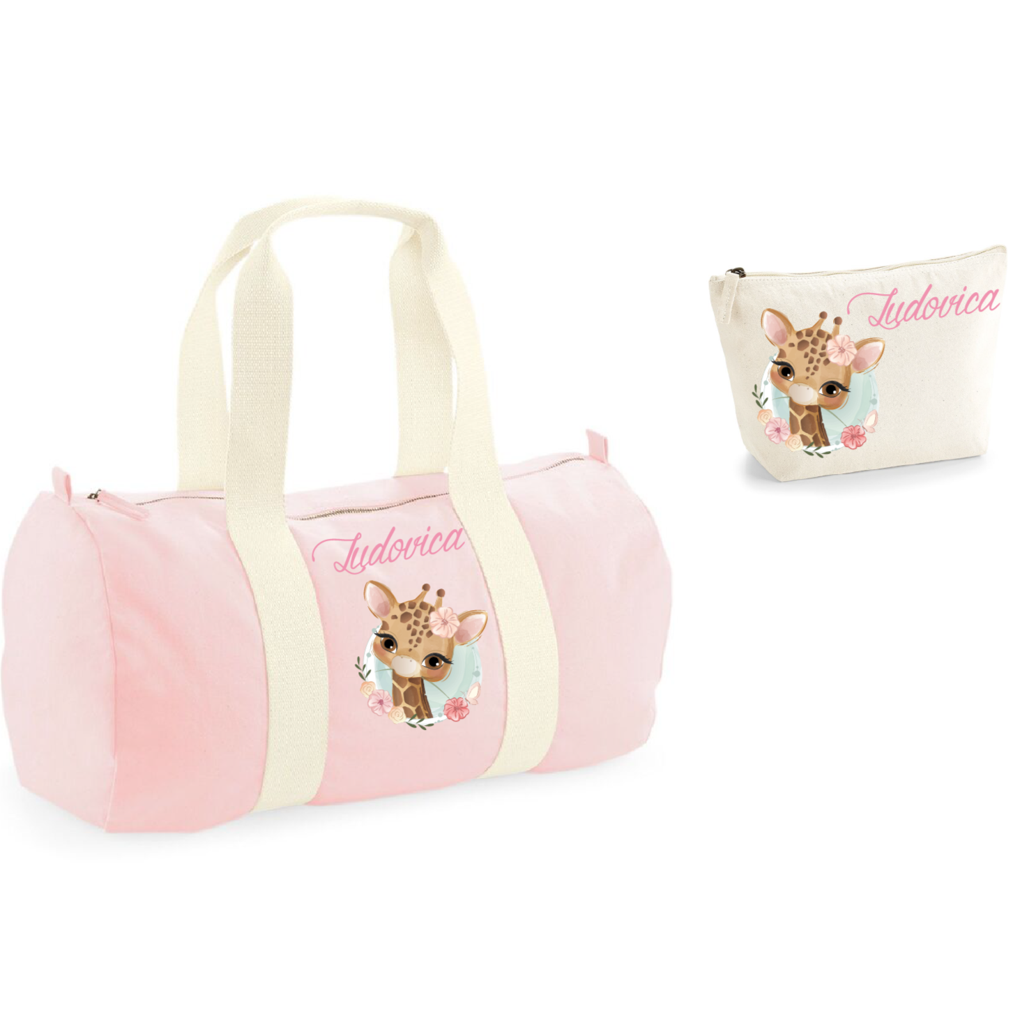 Borsone pochette  in cotone personalizzabile Dolce Giraffa - Be Brave Boutique