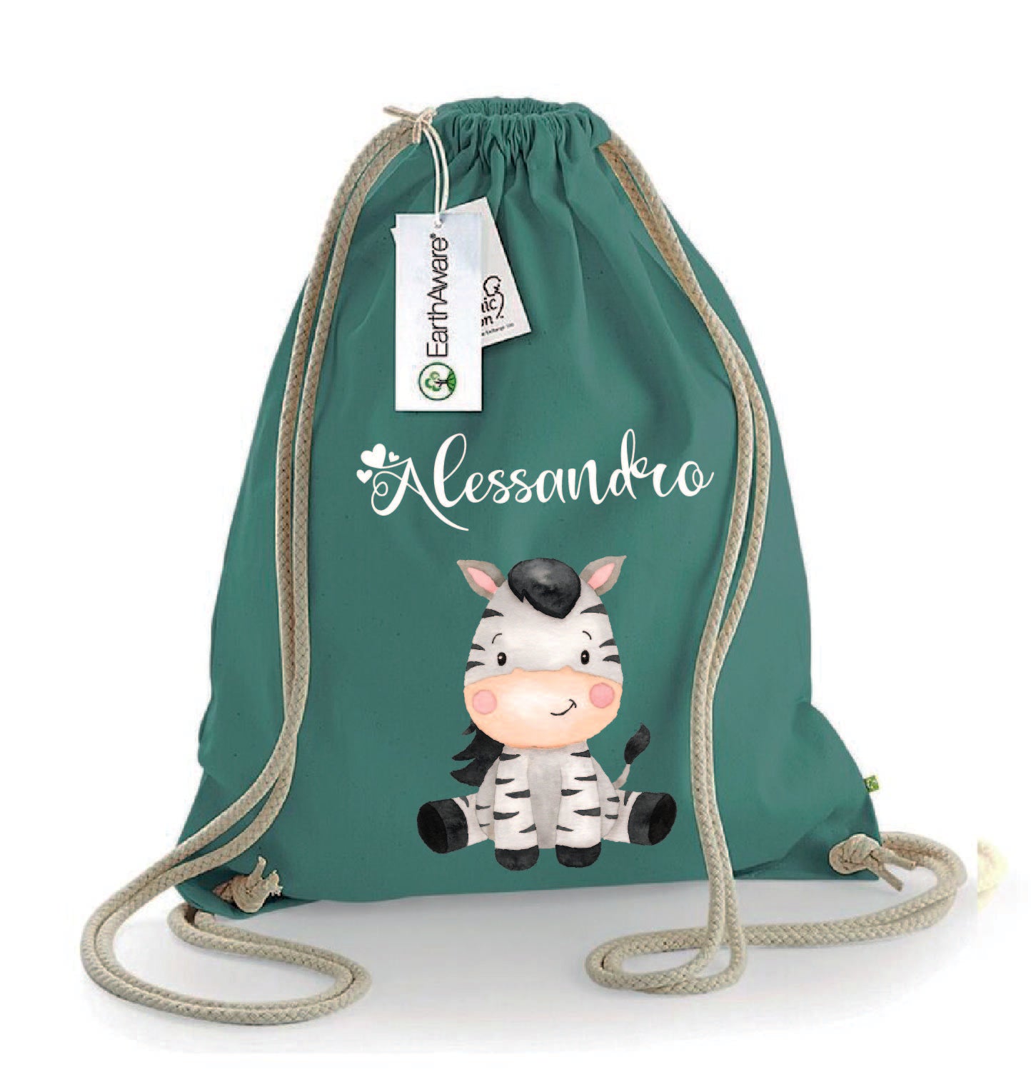 Zaino a sacca in cotone pesante Zebra - Be Brave Boutique