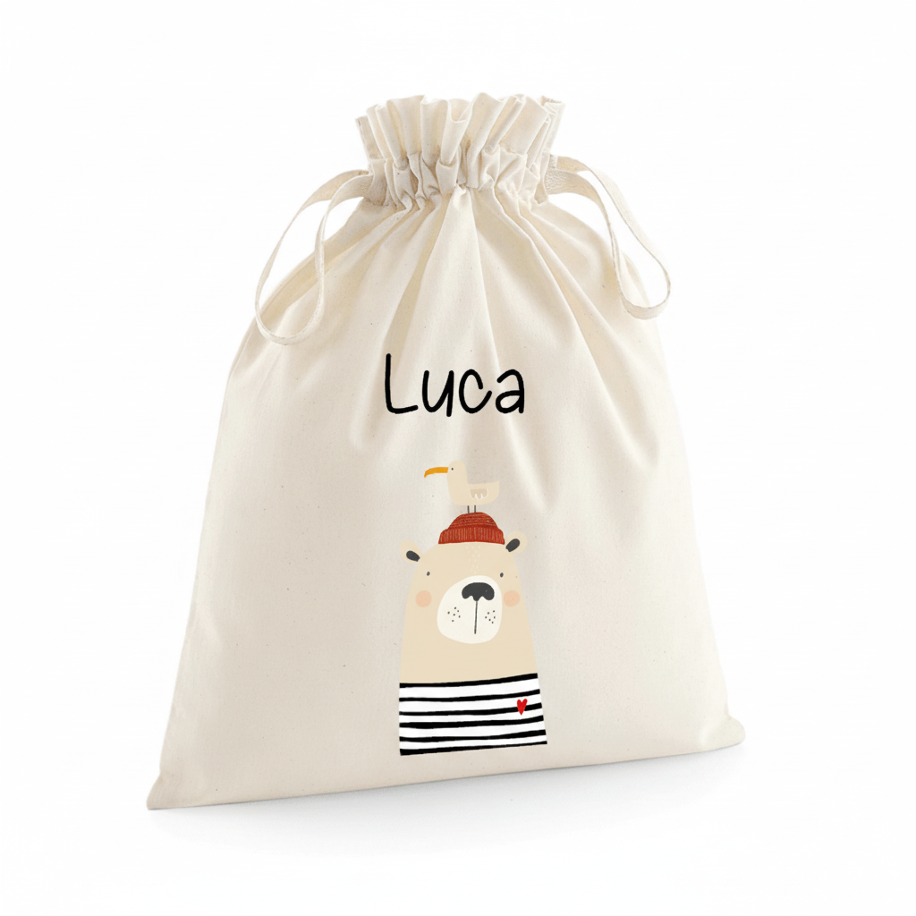 Sacchetti primi cambi personalizzabili Orsetto marinaio - Be Brave Boutique
