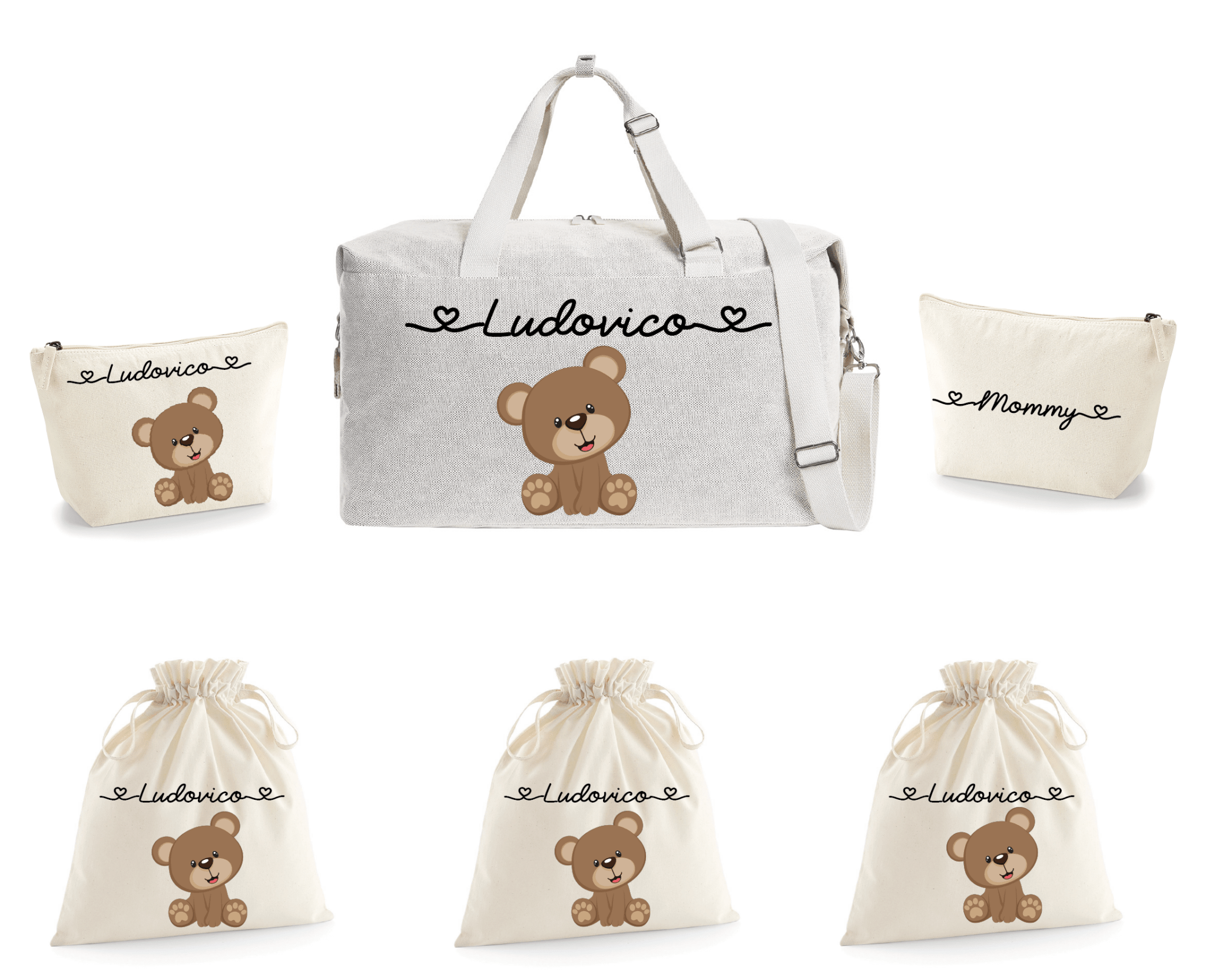 Borsone Mommy  2 beauty e 3 sacchi nascita Orsetto - Be Brave Boutique