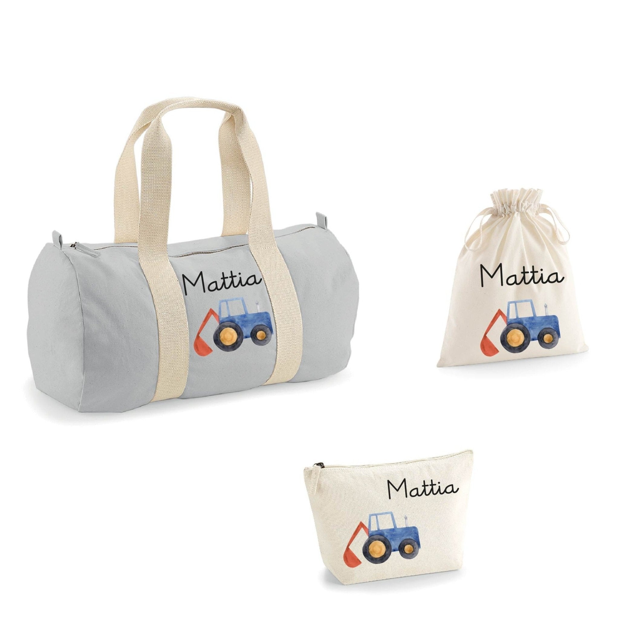 Borsone, pochette e sacchetto in cotone personalizzabile Trattore/Ruspa - Be Brave Boutique