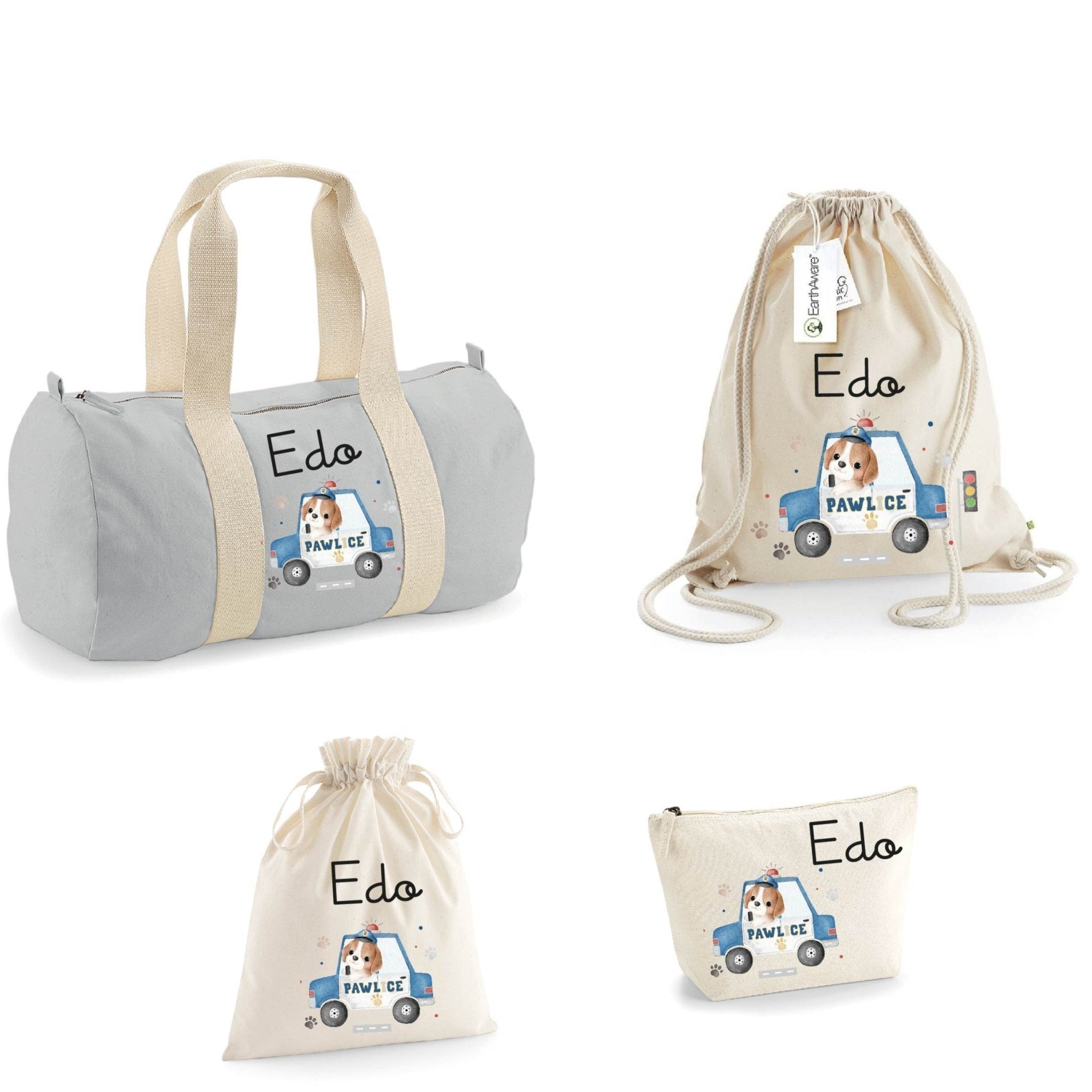 Borsone, Sacca zaino pochette e sacchetto in cotone personalizzabile Pawlice - Be Brave Boutique