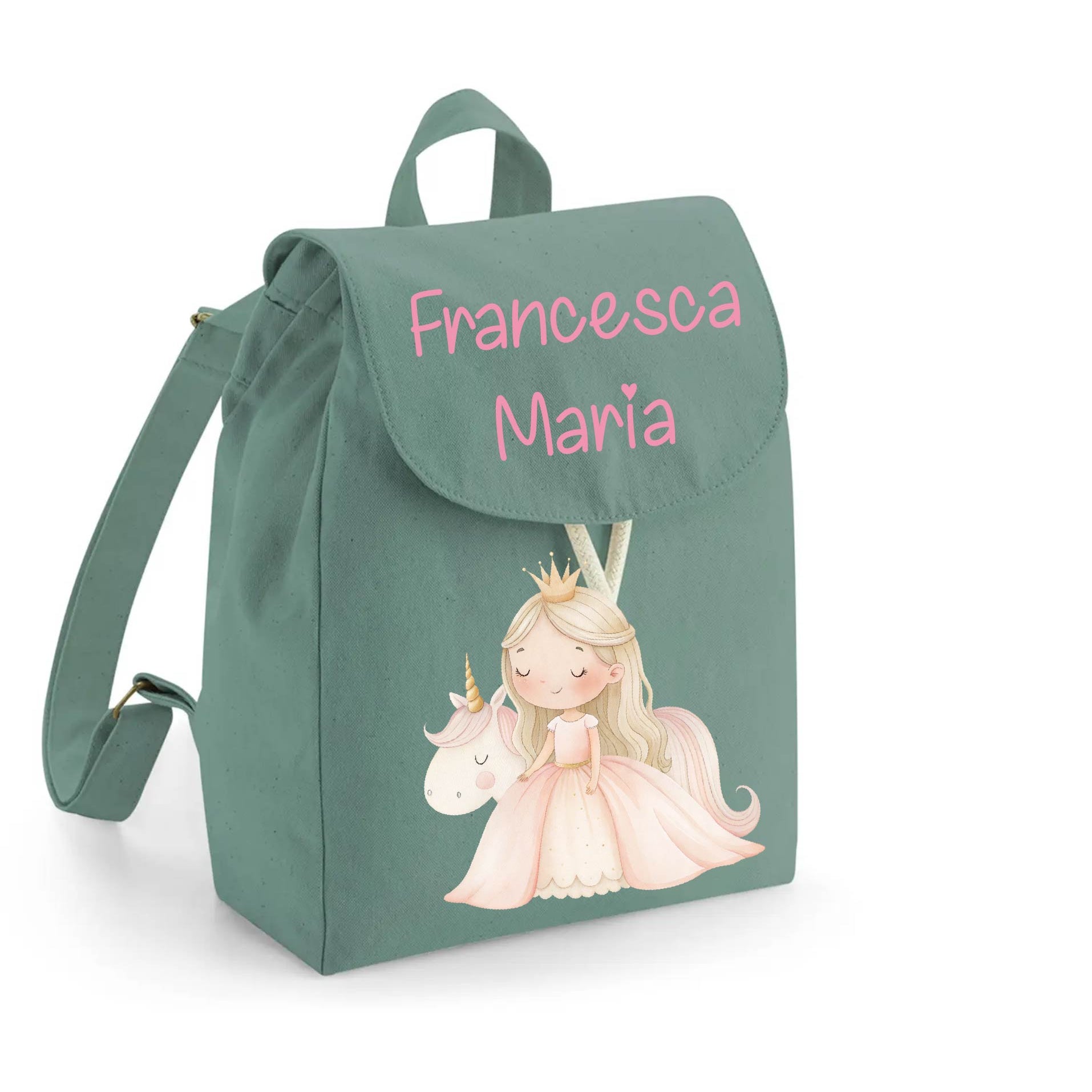 Zaino Asilo Bambino Personalizzato – Mini Zainetto con Nome  Principessa Unicorno