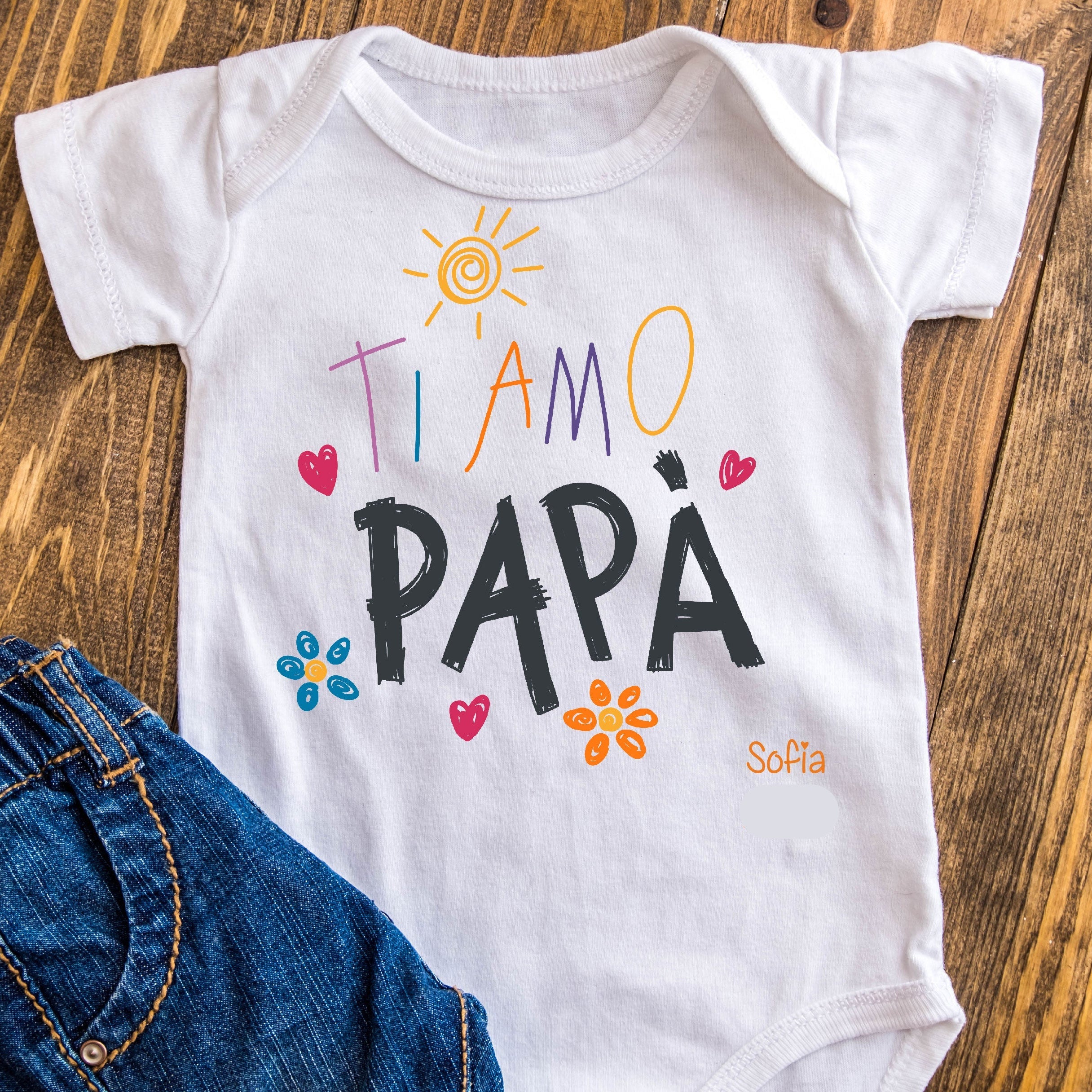 Body in 100% cotone Festa del Papà 2025 personalizzabile "Ti amo Papà" - Be Brave Boutique