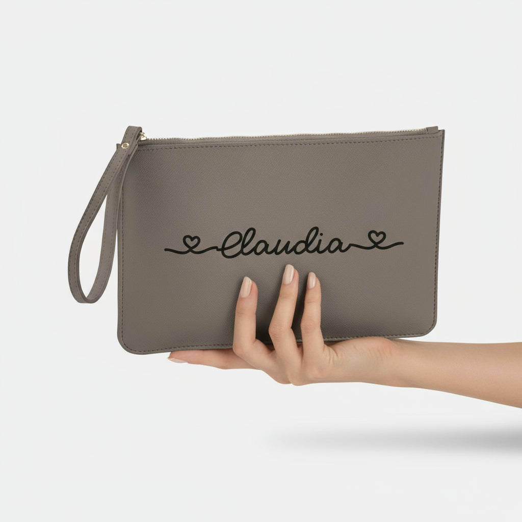 Pochette con anello piatta in simil pelle  personalizzabile 13 colori disponibili - Be Brave Boutique