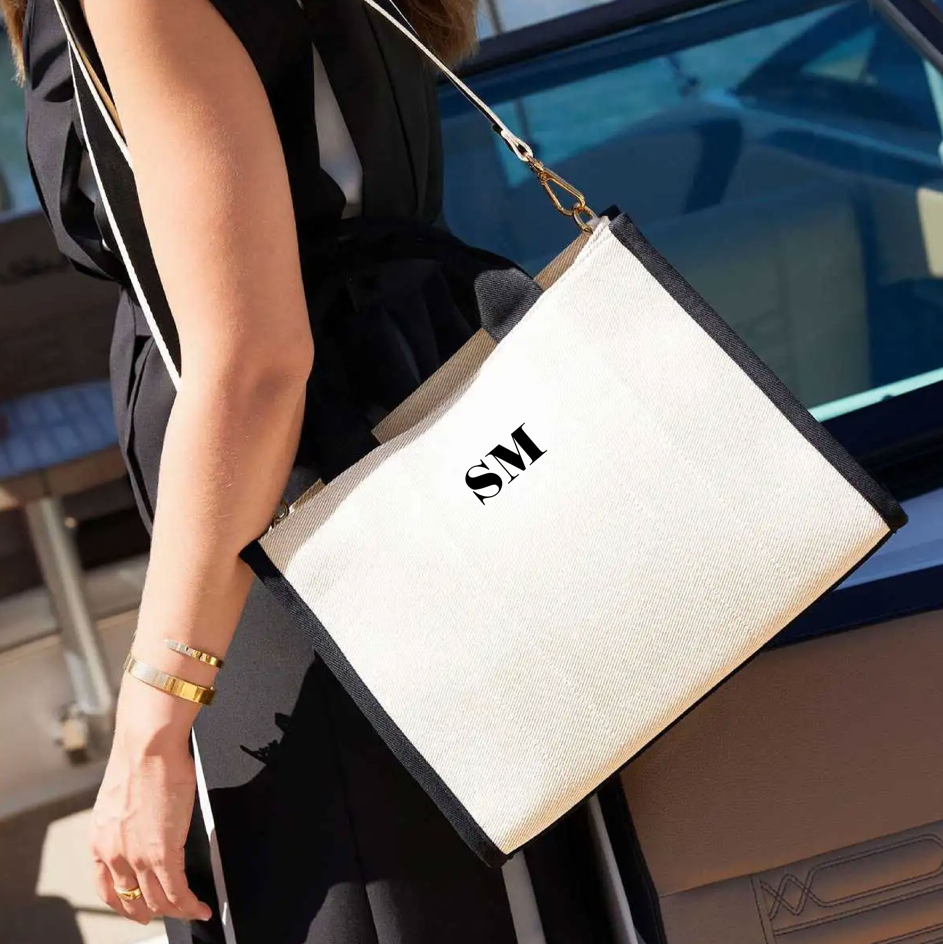 Borsa Tote in Twill Personalizzabile Natutal/Black – Eleganza e Funzionalità - Be Brave Boutique