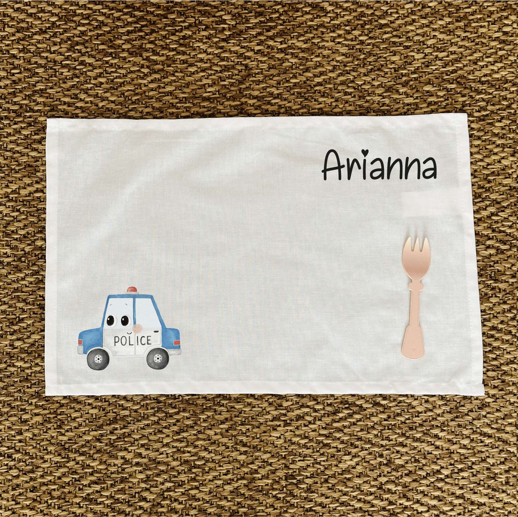 Tovaglietta pranzo Macchina Polizia Personalizzabile con nome - Be Brave Boutique