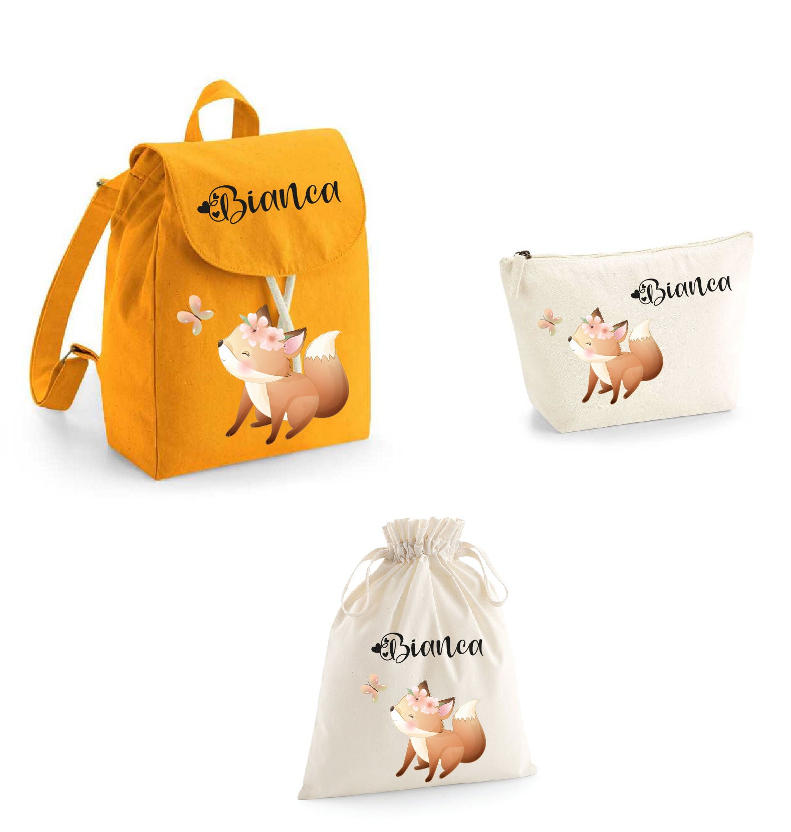 Set asilo Mini Zaino, Sacchetto cambi e beauty Volpina - Be Brave Boutique