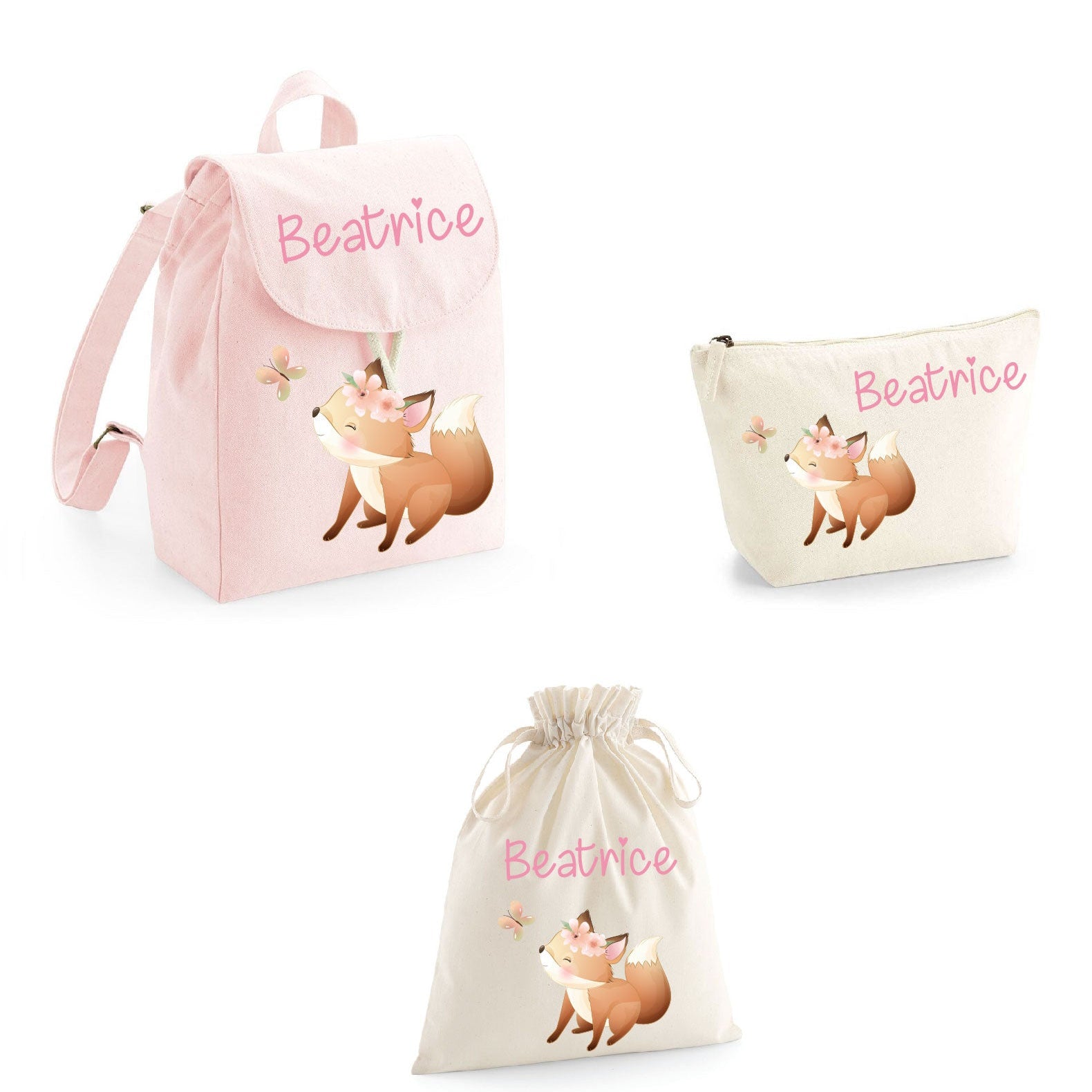 Set asilo Mini Zaino, Sacchetto cambi e beauty Volpina - Be Brave Boutique