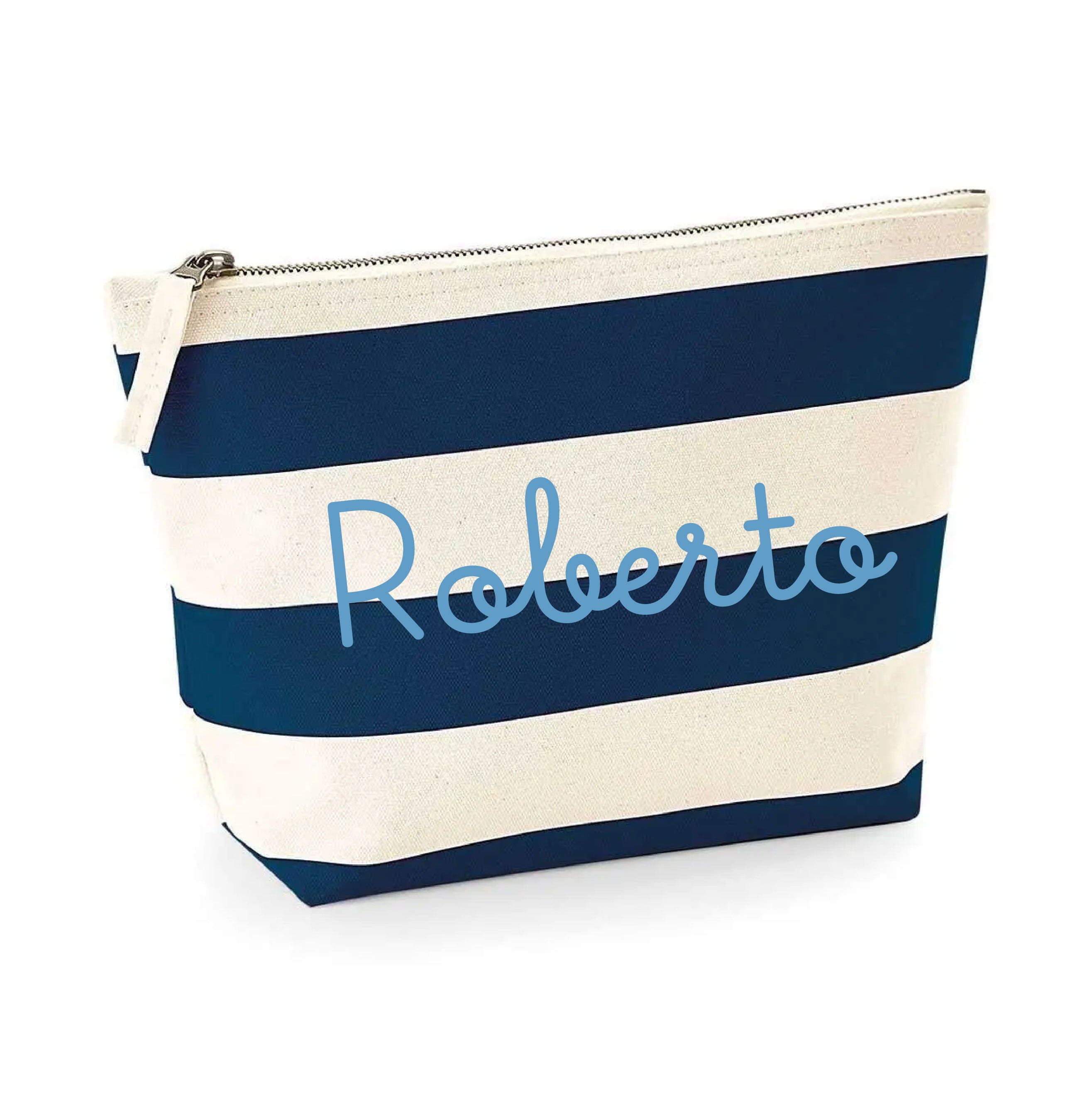 Pochette in cotone canvas a righe  personalizzabile - Be Brave Boutique