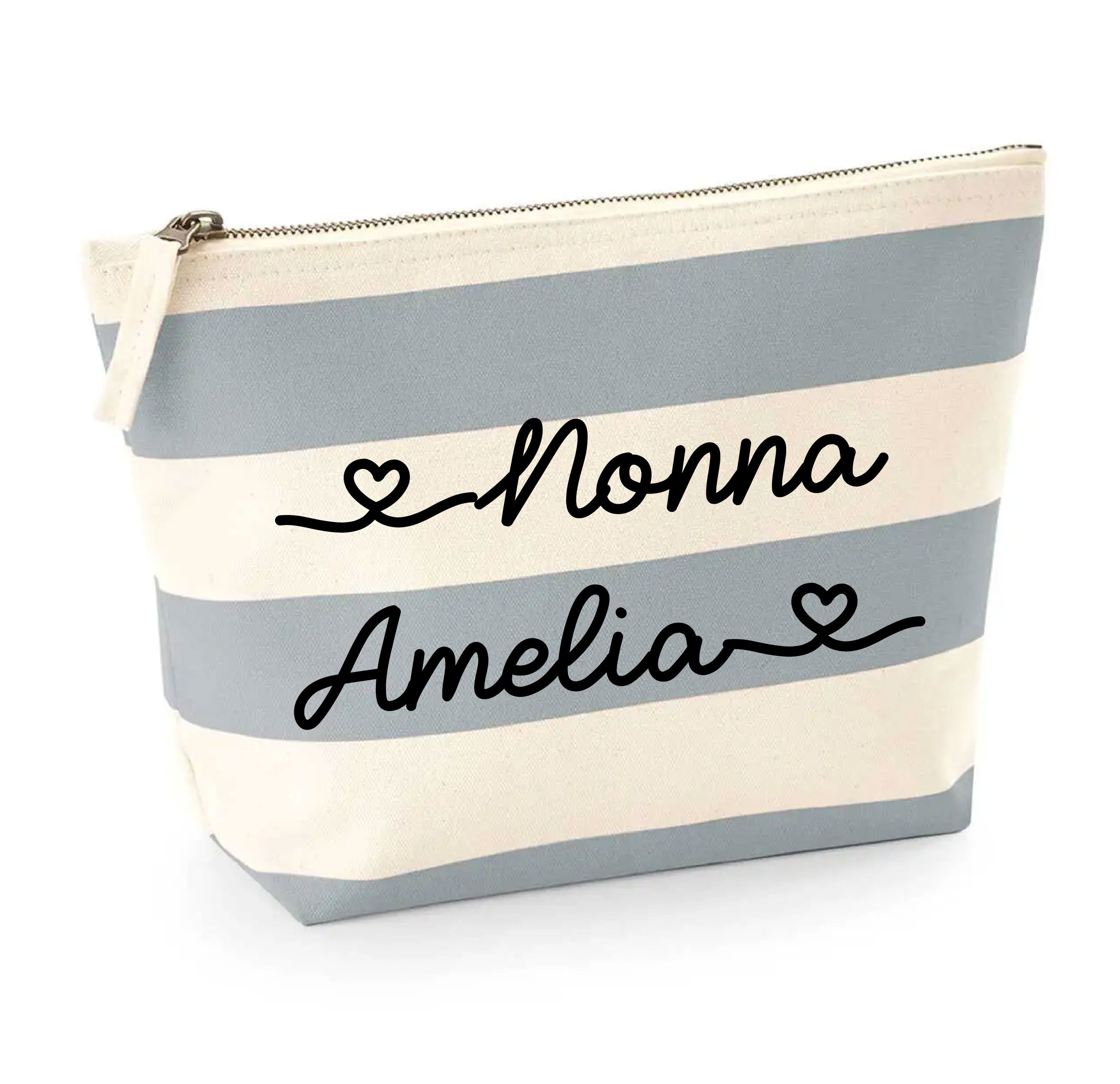 Pochette in cotone canvas a righe  personalizzabile - Be Brave Boutique