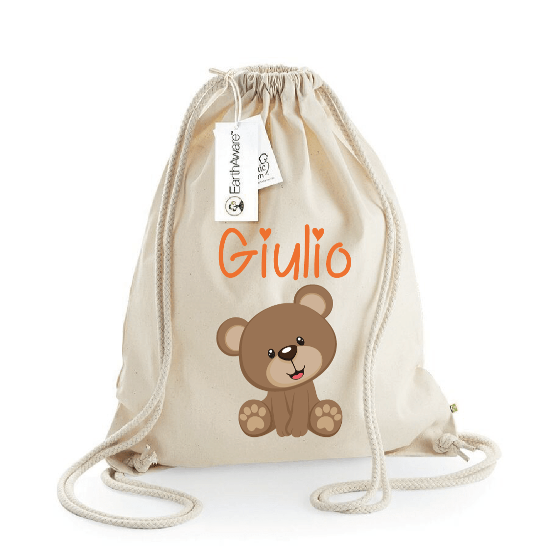 Zaino a sacca in cotone pesante Orsetto - Be Brave Boutique