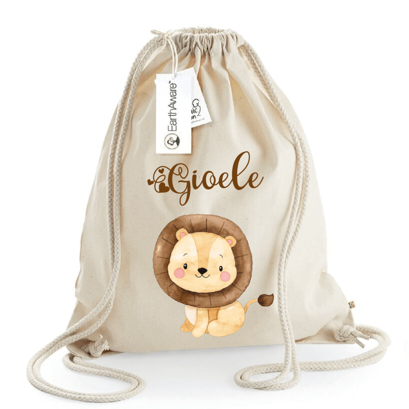 Zaino a sacca in cotone pesante Leone Cucciolo - Be Brave Boutique