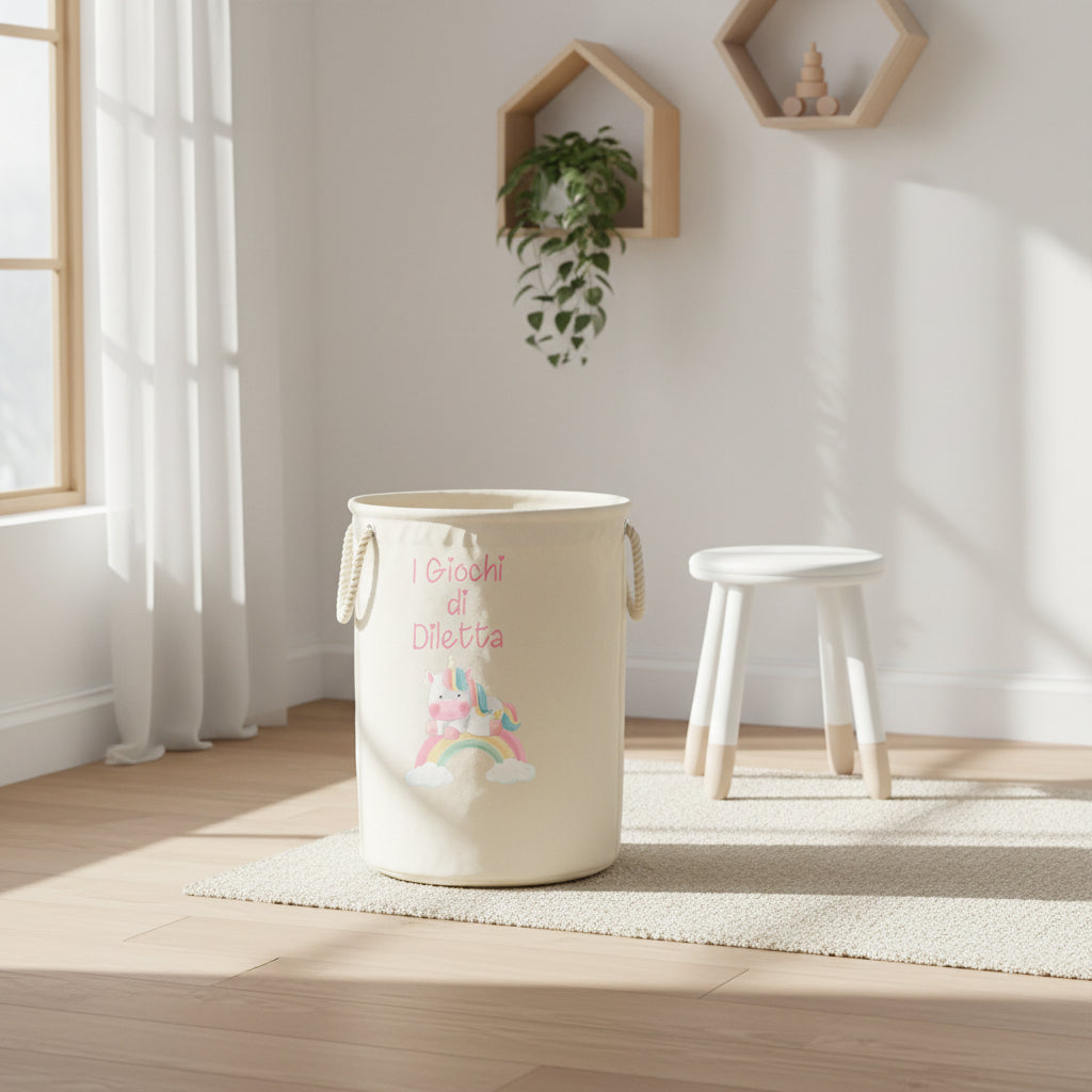 Cesta Porta giochi personalizzata Unicorno - Be Brave Boutique