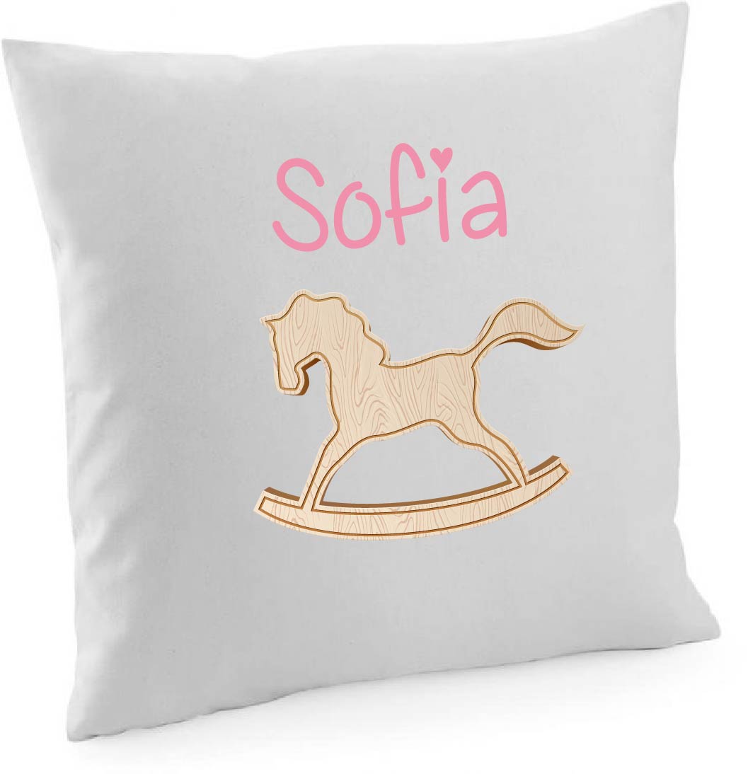 Federa in cotone per cuscino 40x40 Personalizzabile Cavallo a Dondolo - Be Brave Boutique
