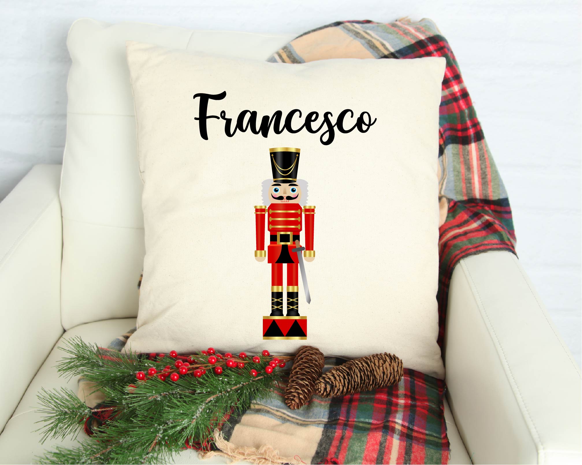 Federa per cuscino Natalizia "Schiaccianoci"  Personalizzabile - Be Brave Boutique
