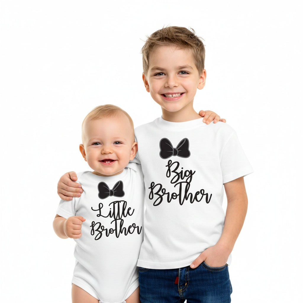 coppia fratelli big brother little brother   tshirt e body in 100% cotone con papillon coppia perfetta! - be brave boutique