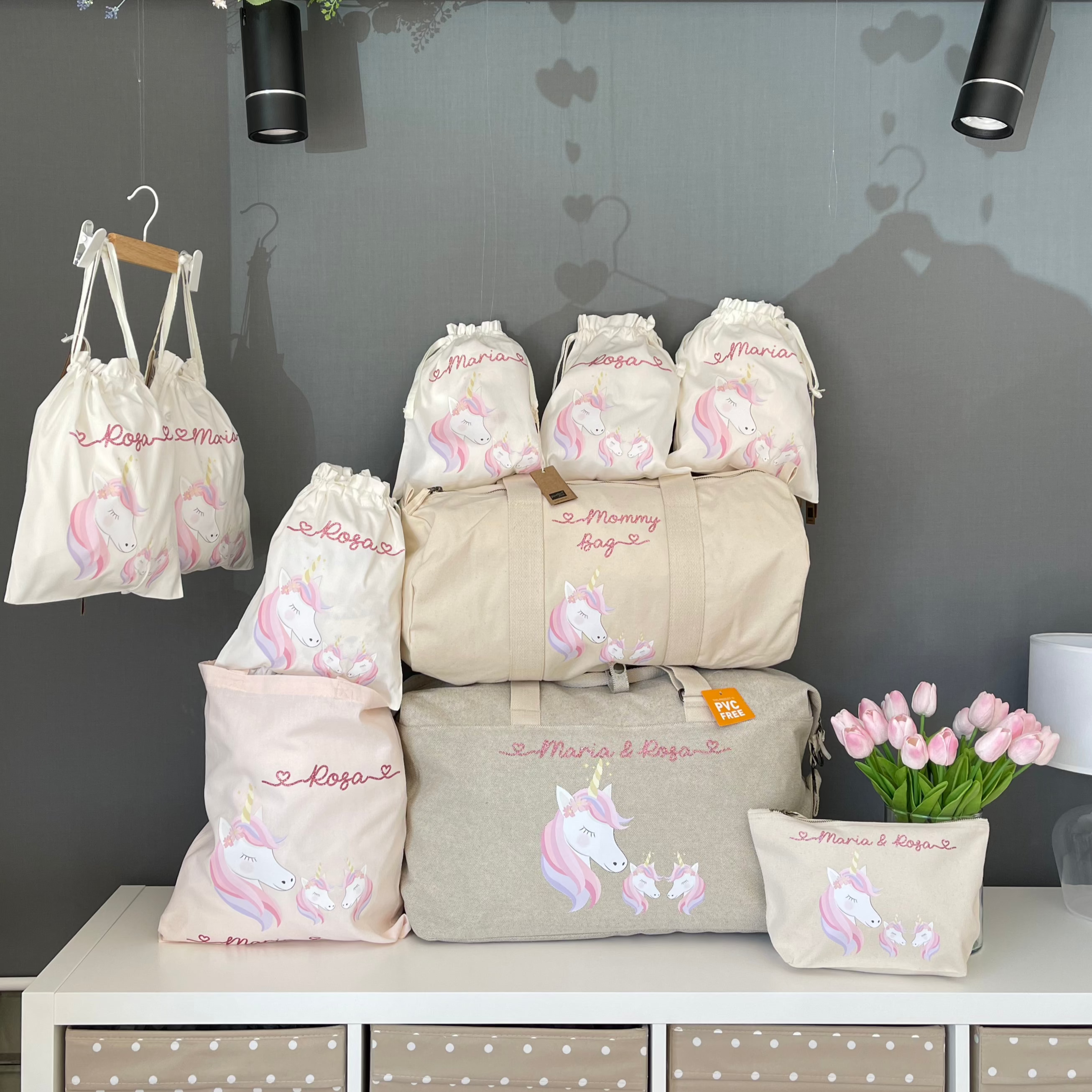 Twins Set 2 borsoni 2 Beauty e 6 sacchi  primi cambi personalizzati - Be Brave Boutique