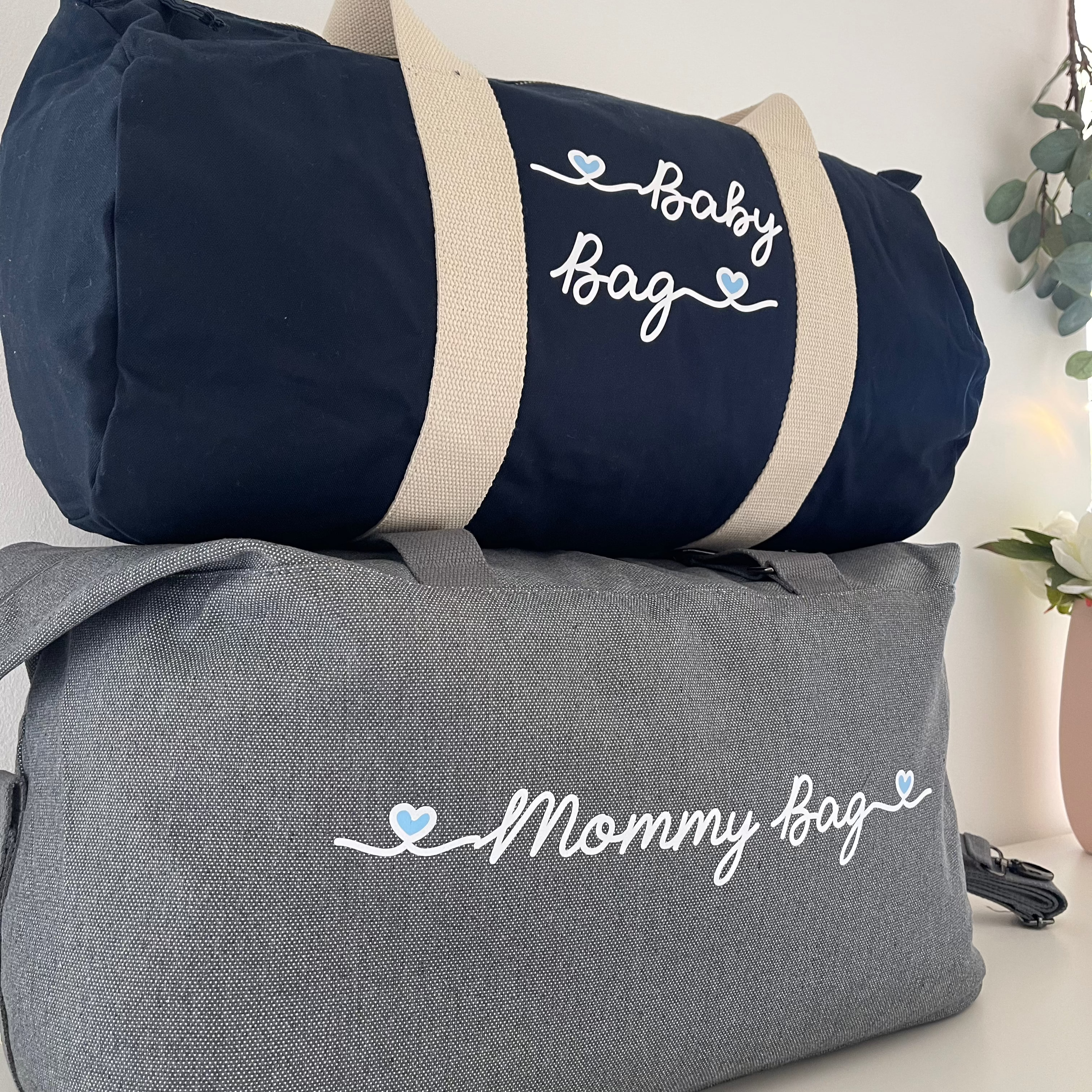 Borsone Mamma grigio E borsone Baby bLu - Be Brave Boutique