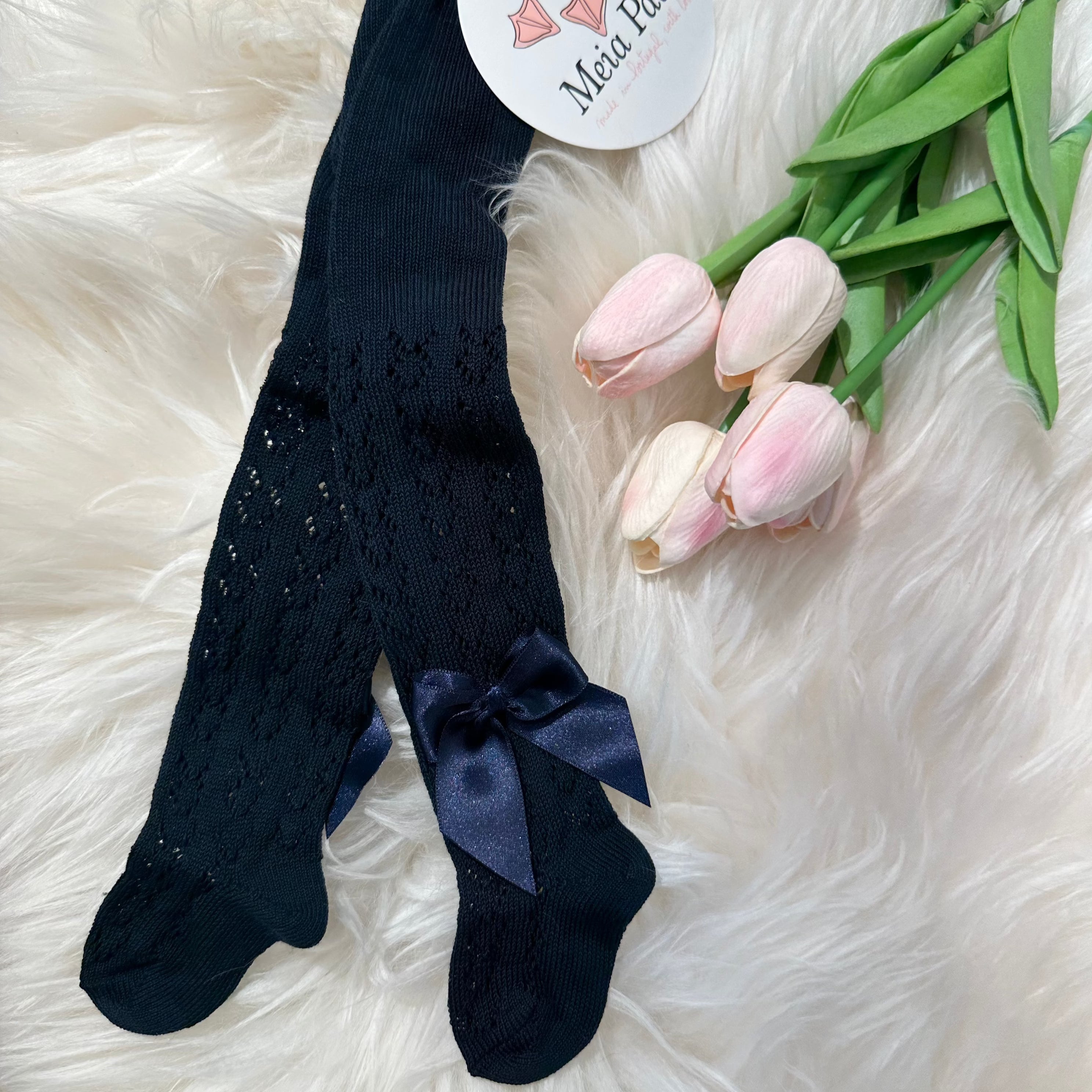 Calzamaglia bimba Blu con fiocco  Meia Pata - Be Brave Boutique
