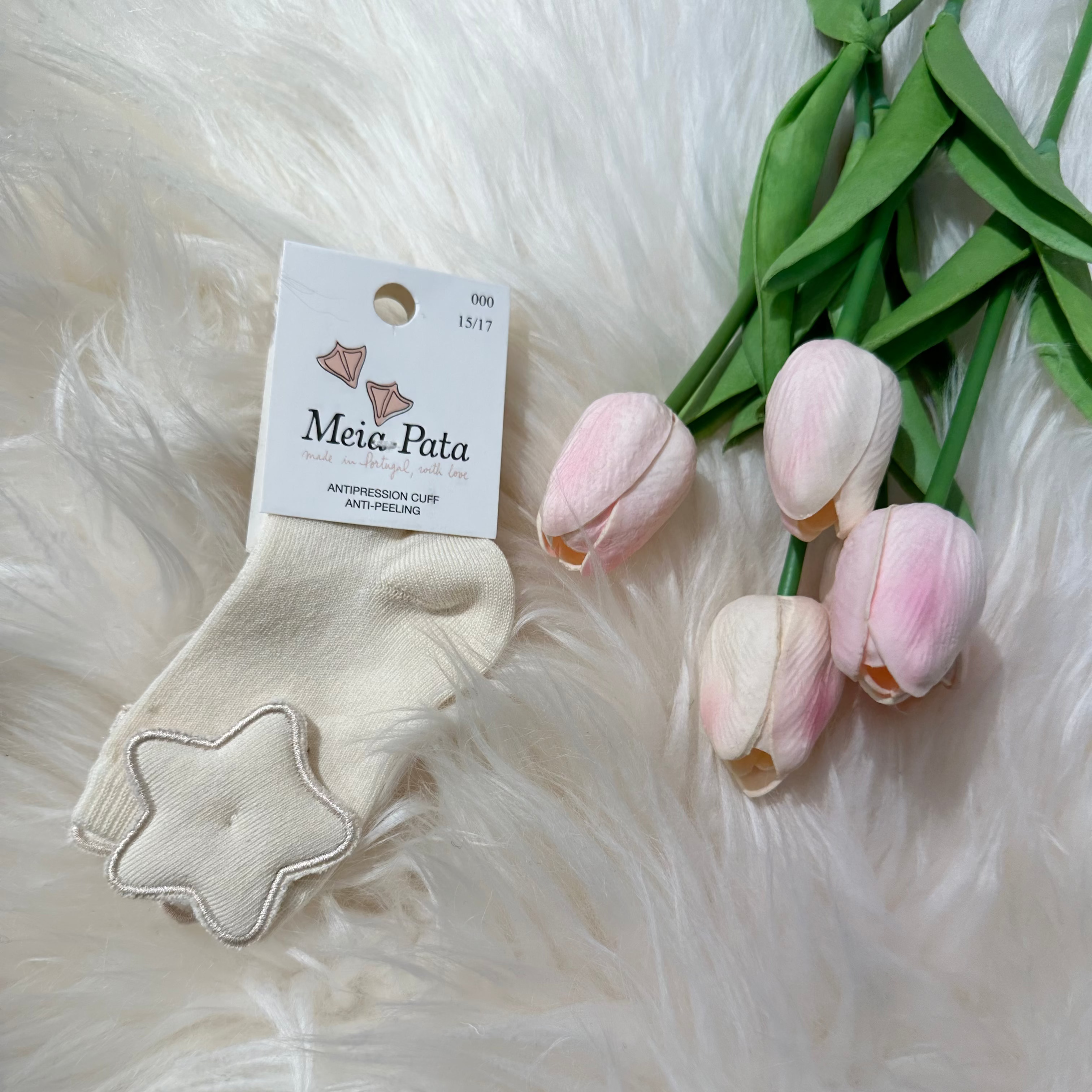 Calze per bambini Panna con Stellina  Meia Pata - Be Brave Boutique