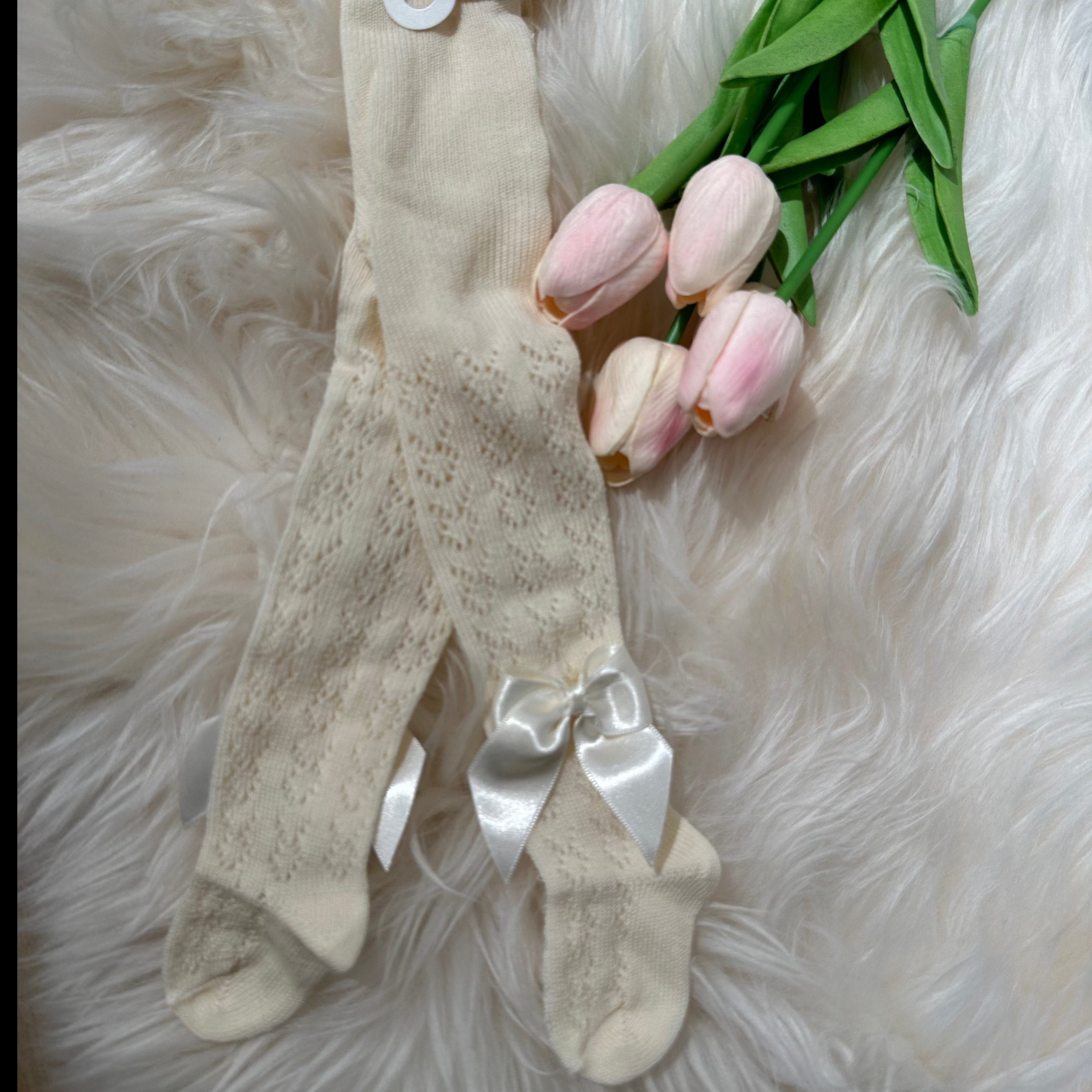 Calzamaglia bimba Panna con fiocco  Meia Pata - Be Brave Boutique