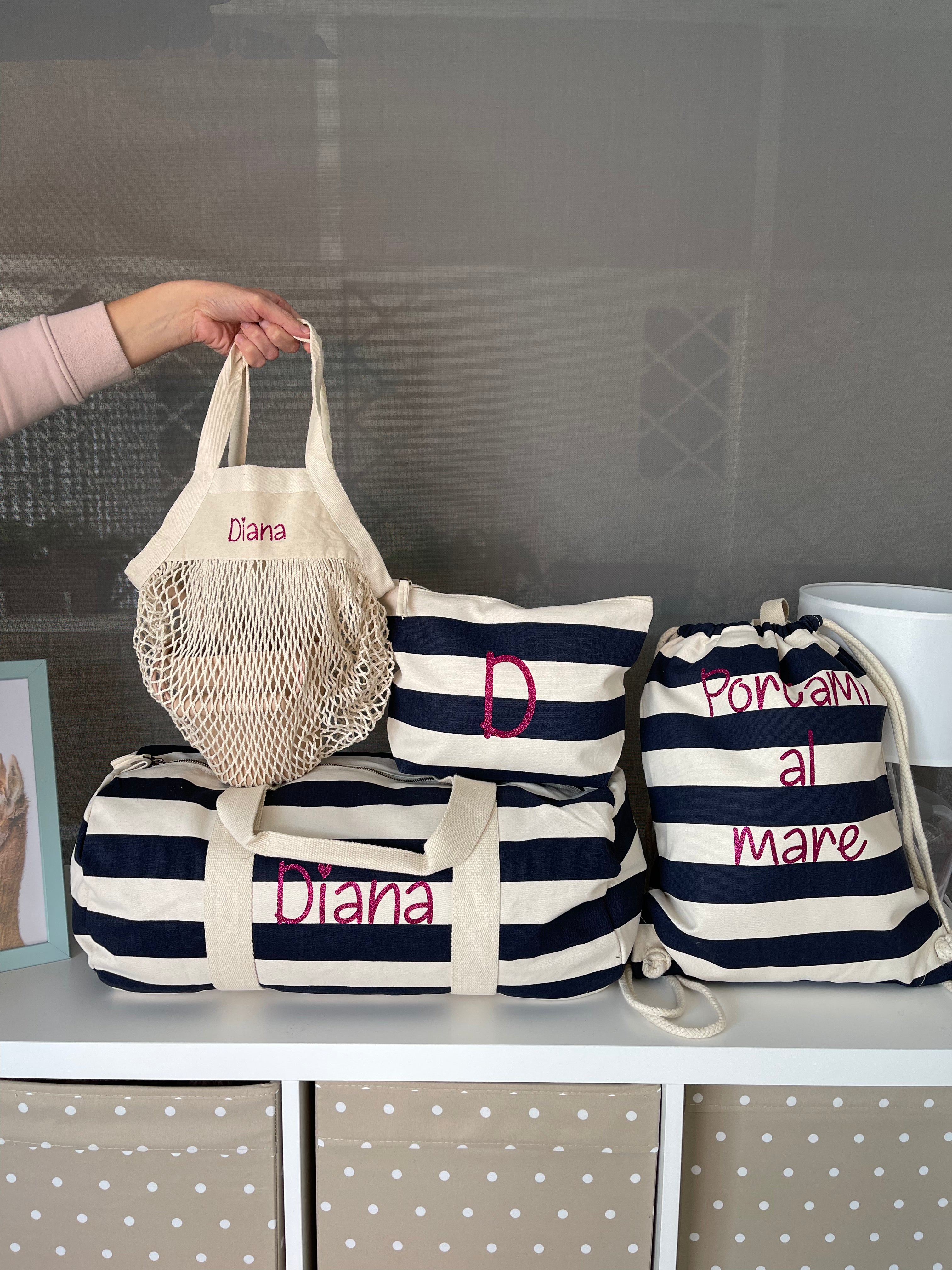 Set spiaggia Borsone, zaino e pochette personalizzabile - Be Brave Boutique