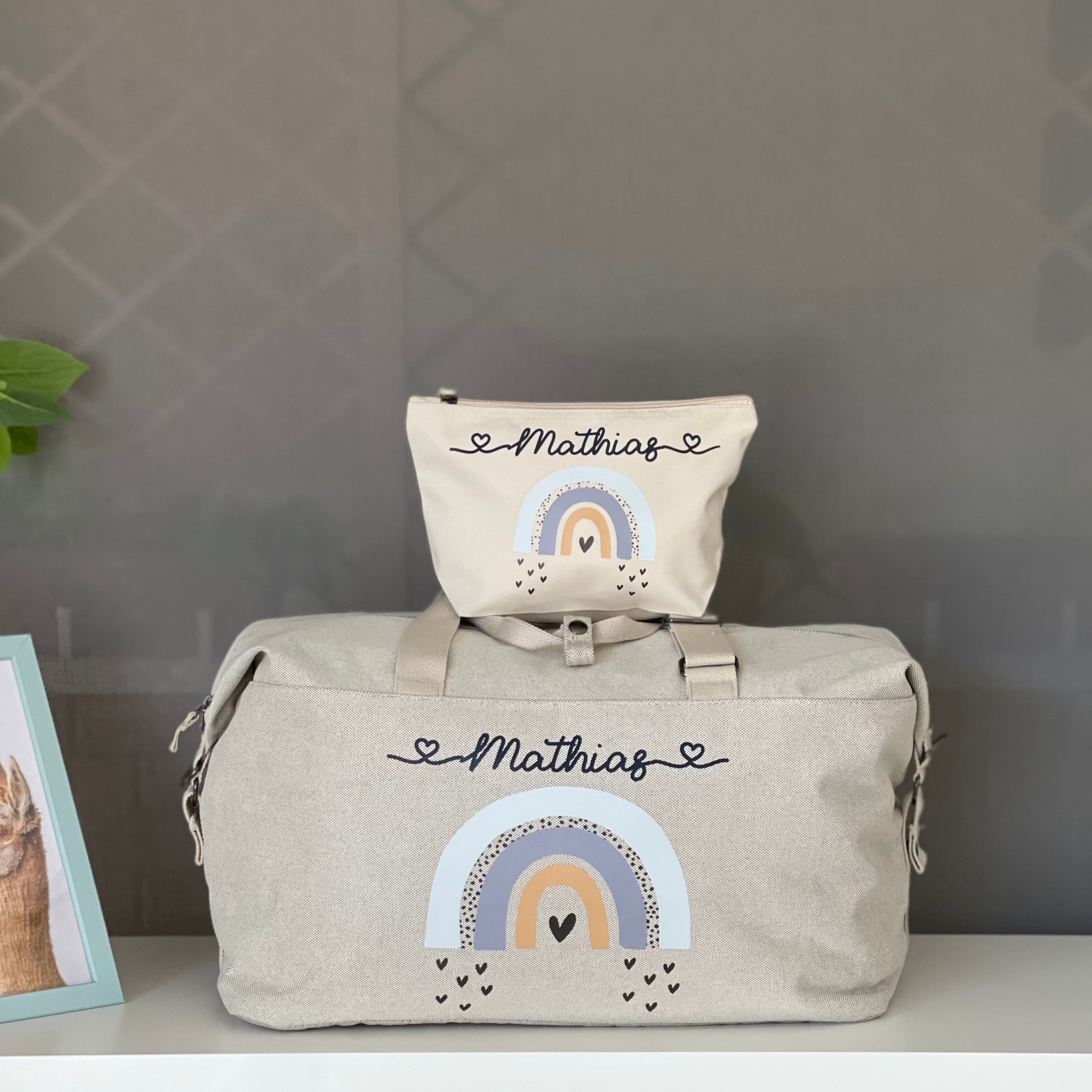 BORSONE ARCOBALENO BLU  E POCHETTE ABBINATA - Be Brave Boutique