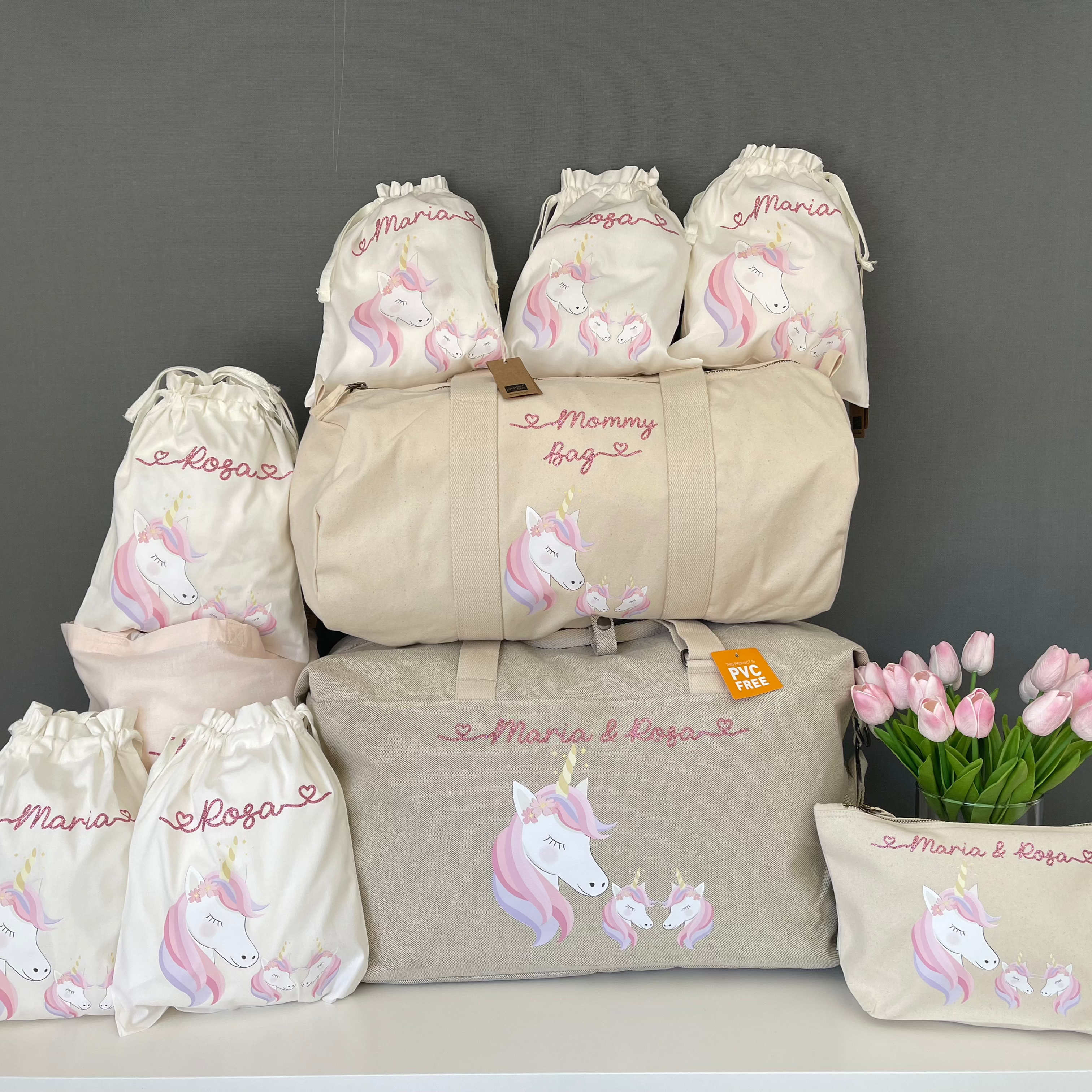 Twins Set 2 borsoni 2 Beauty e 6 sacchi  primi cambi personalizzati - Be Brave Boutique
