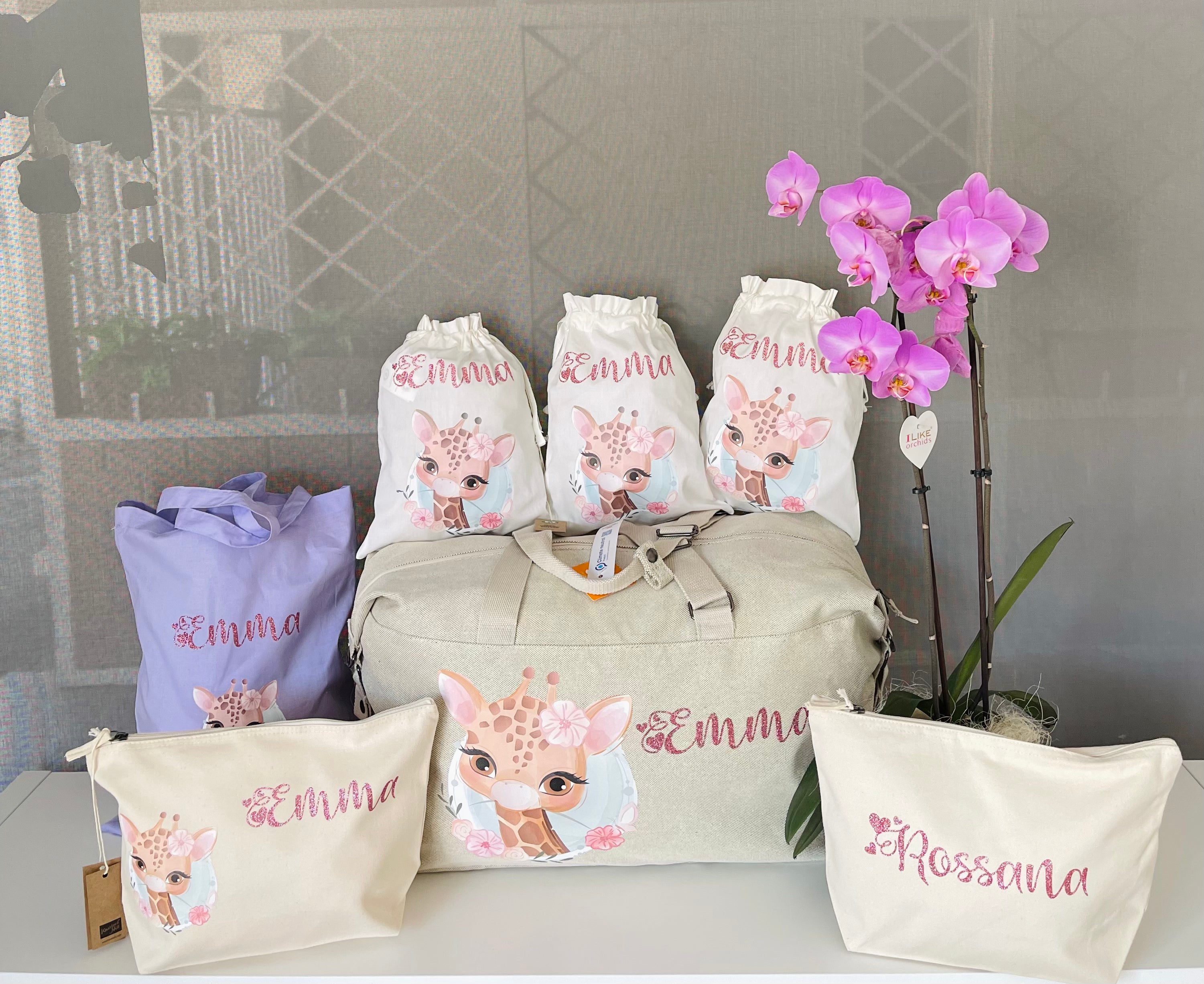 Borsone Mommy 2 beauty e 3 sacchi nascita Giraffa - Be Brave Boutique