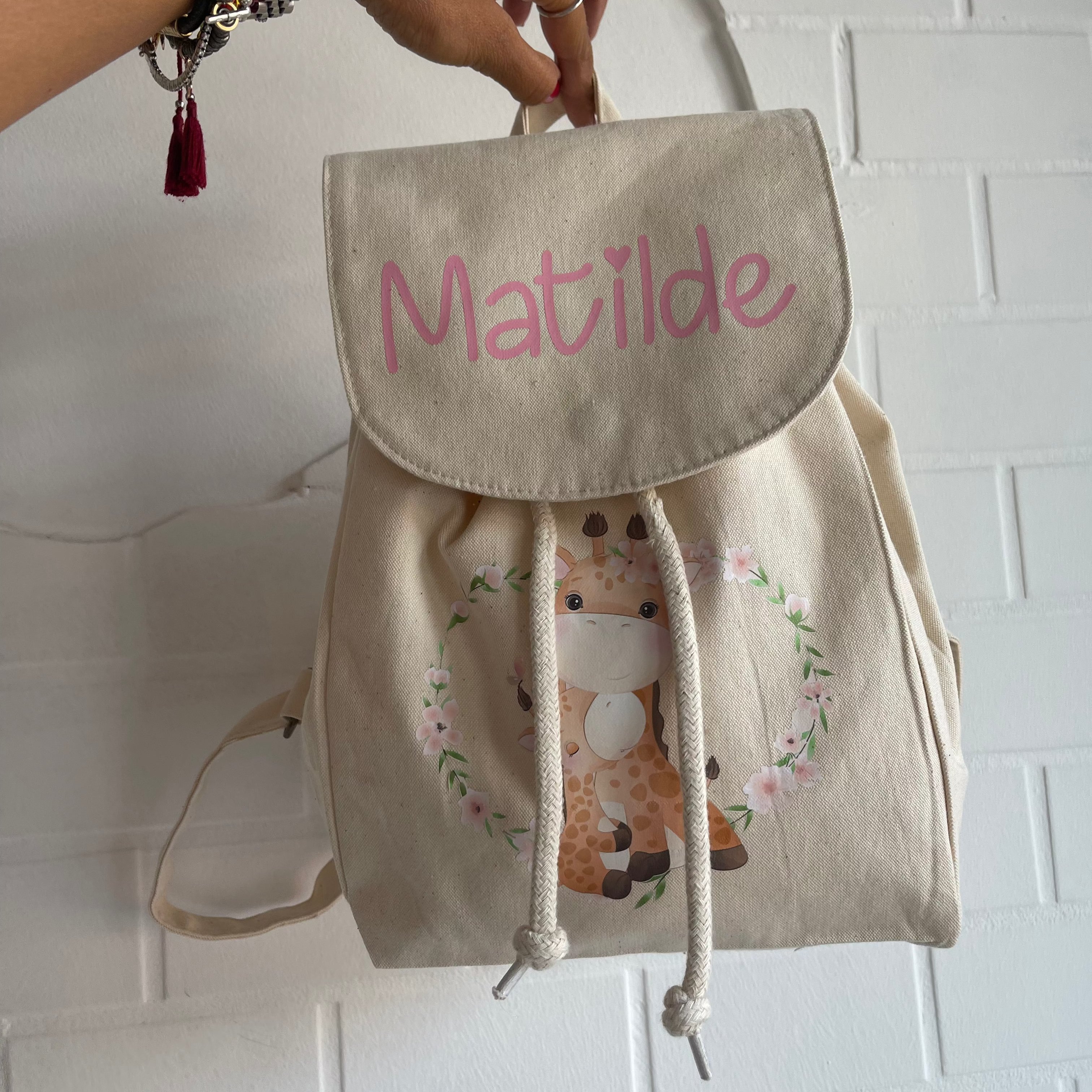 Mini Zaino in cotone e Sacca personalizzabile giraffine - Be Brave Boutique
