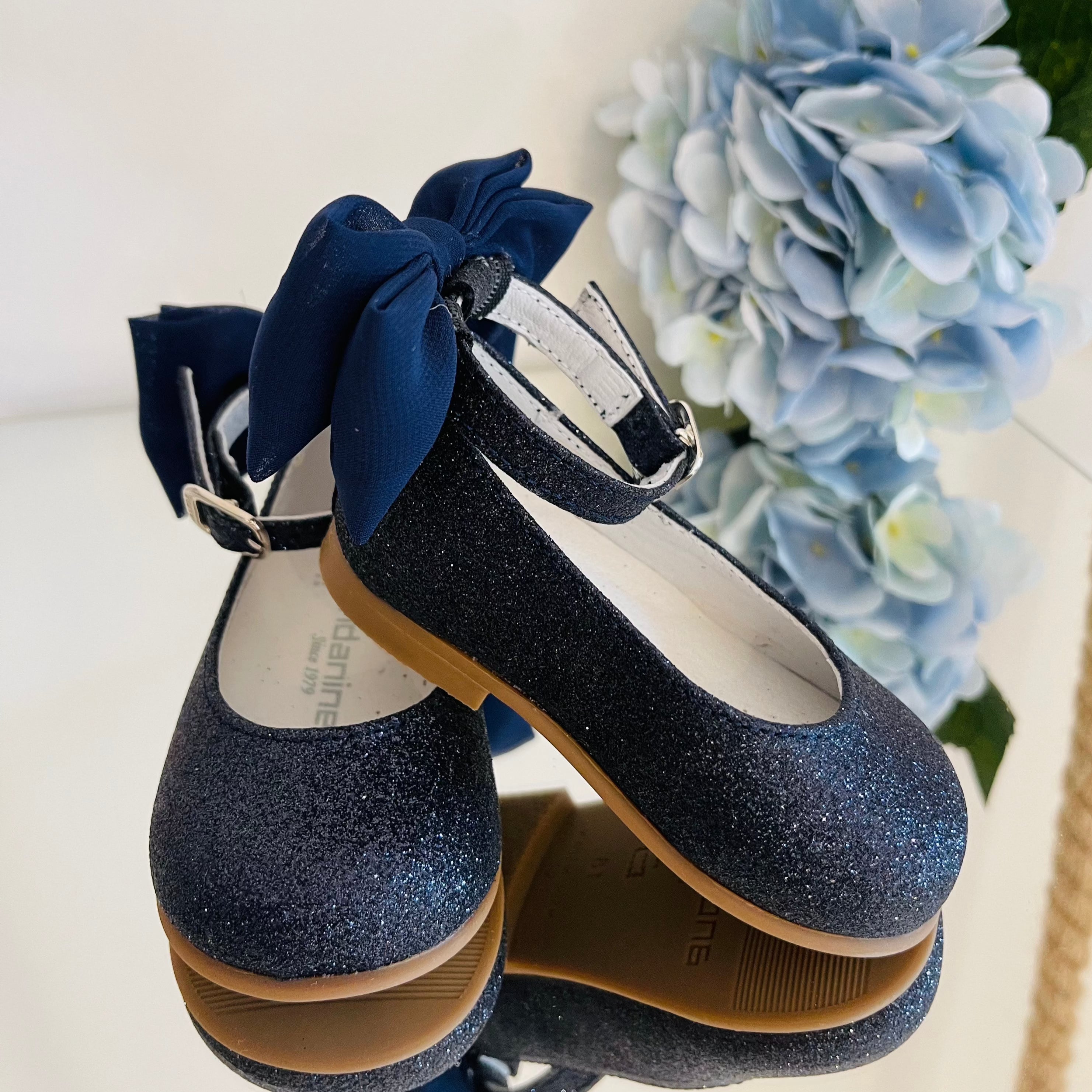 ANDANINES Ballerina con fiocco Blu navy glitter - Be Brave Boutique