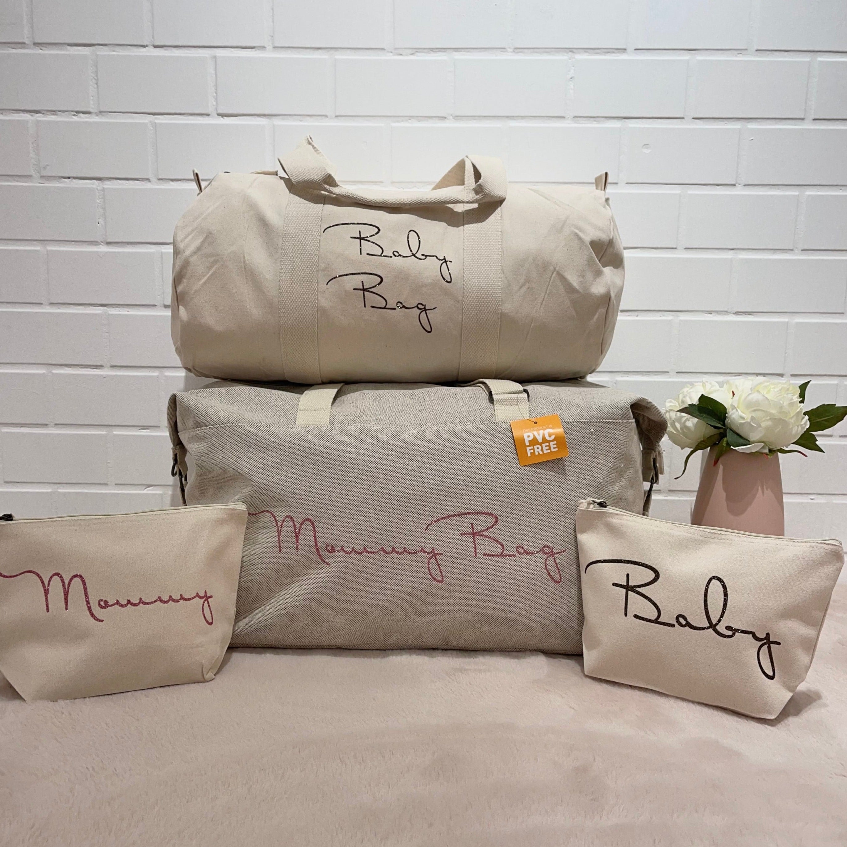 Borsone mamma, 1 borsone baby  e 2 pochette - Be Brave Boutique