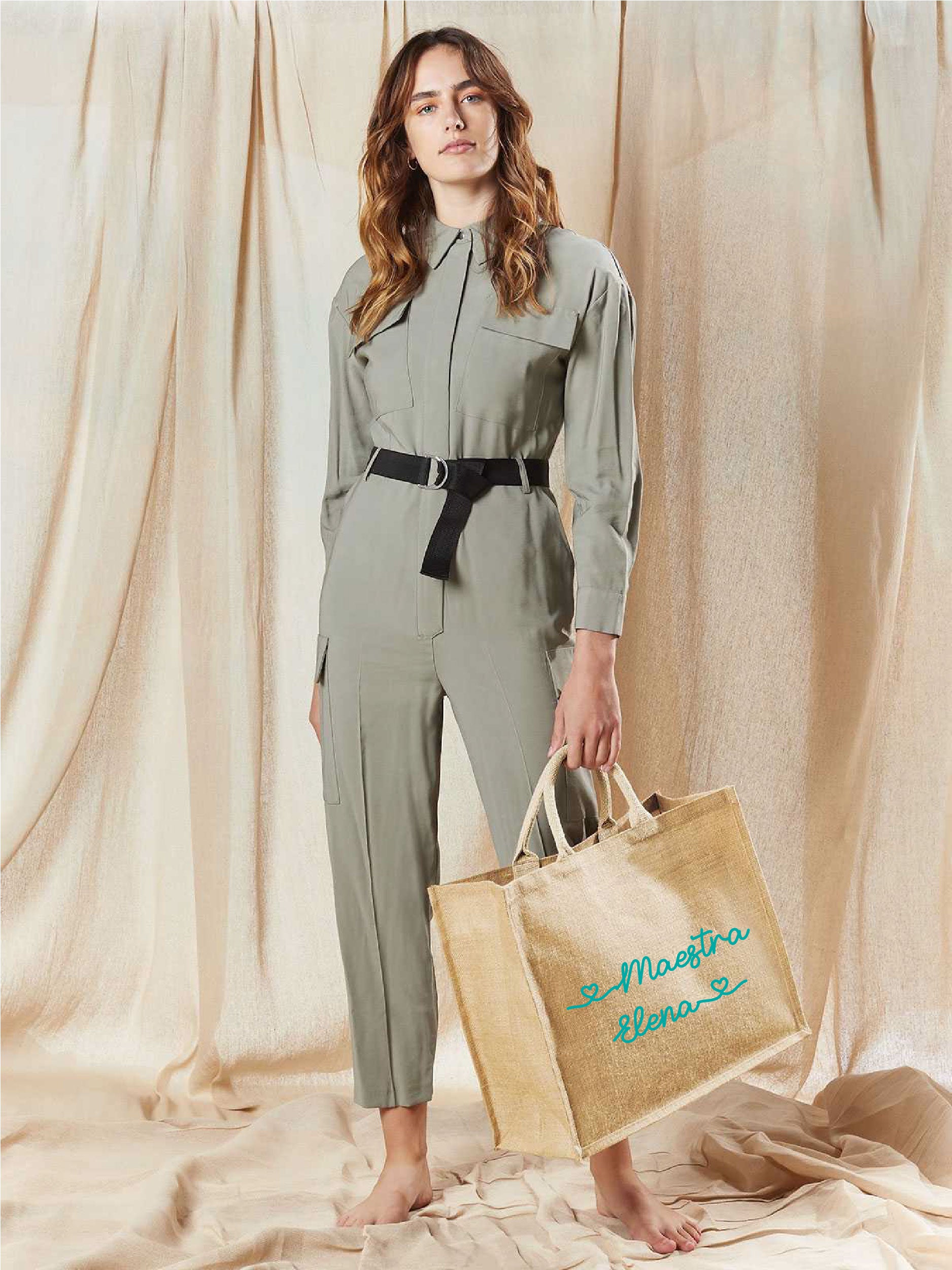 Borsa in Juta Total Beige personalizzabile Regalo maestre fine anno - Be Brave Boutique