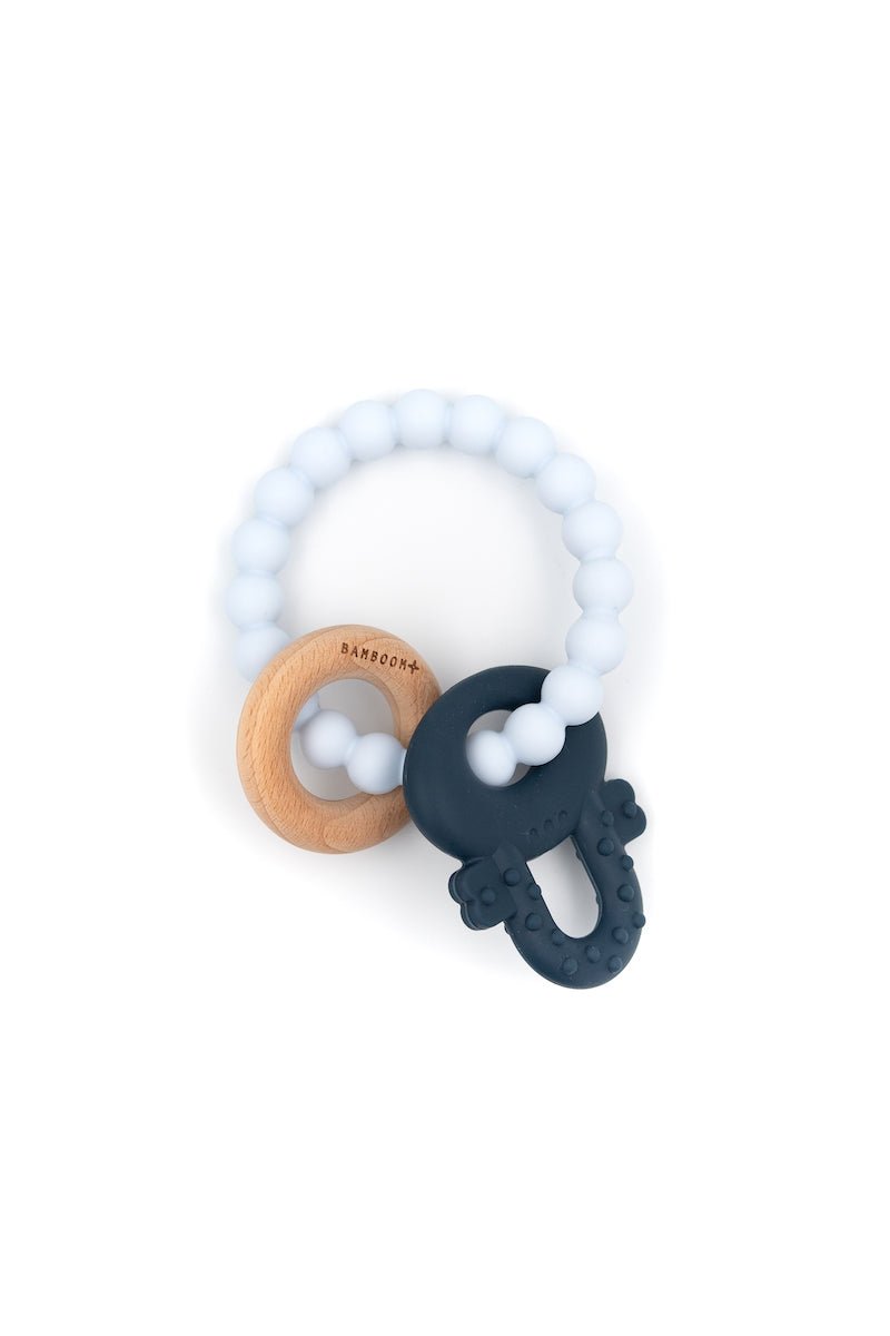 BAMBOOM Massaggiagengive legno & silicone Chiave - Blu & Azzurro - Be Brave Boutique